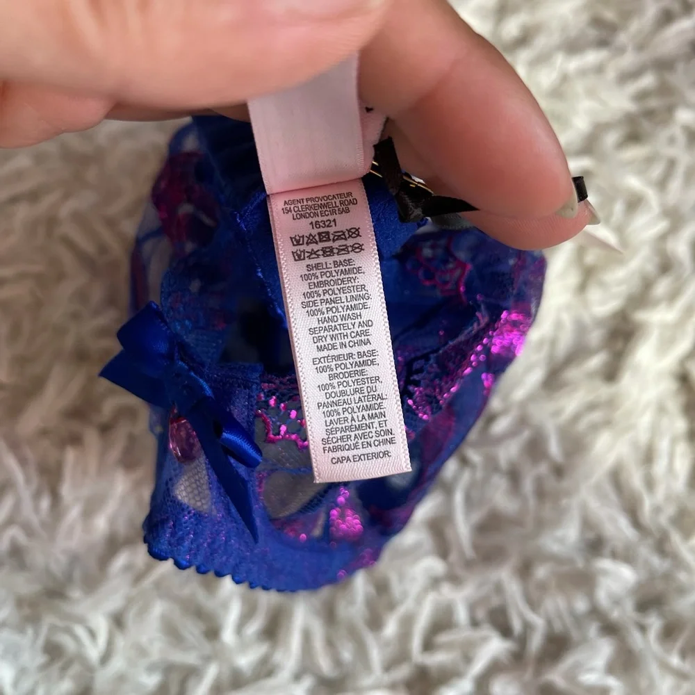 🆕Agent Provocateur sparkle blue bra pink purple‎ metallic details